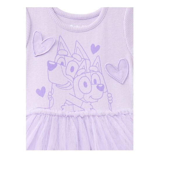 Bluey Baby Girls Graphic Tutu Dress with Short Sleeves 18 Months Purple New - Picture 4 of 9
